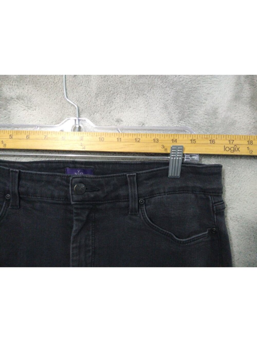 NYDJ Jeans Womens 14 Black Denim Bootcut Lift Tuck High Rise Stretch - Picture 3 of 10
